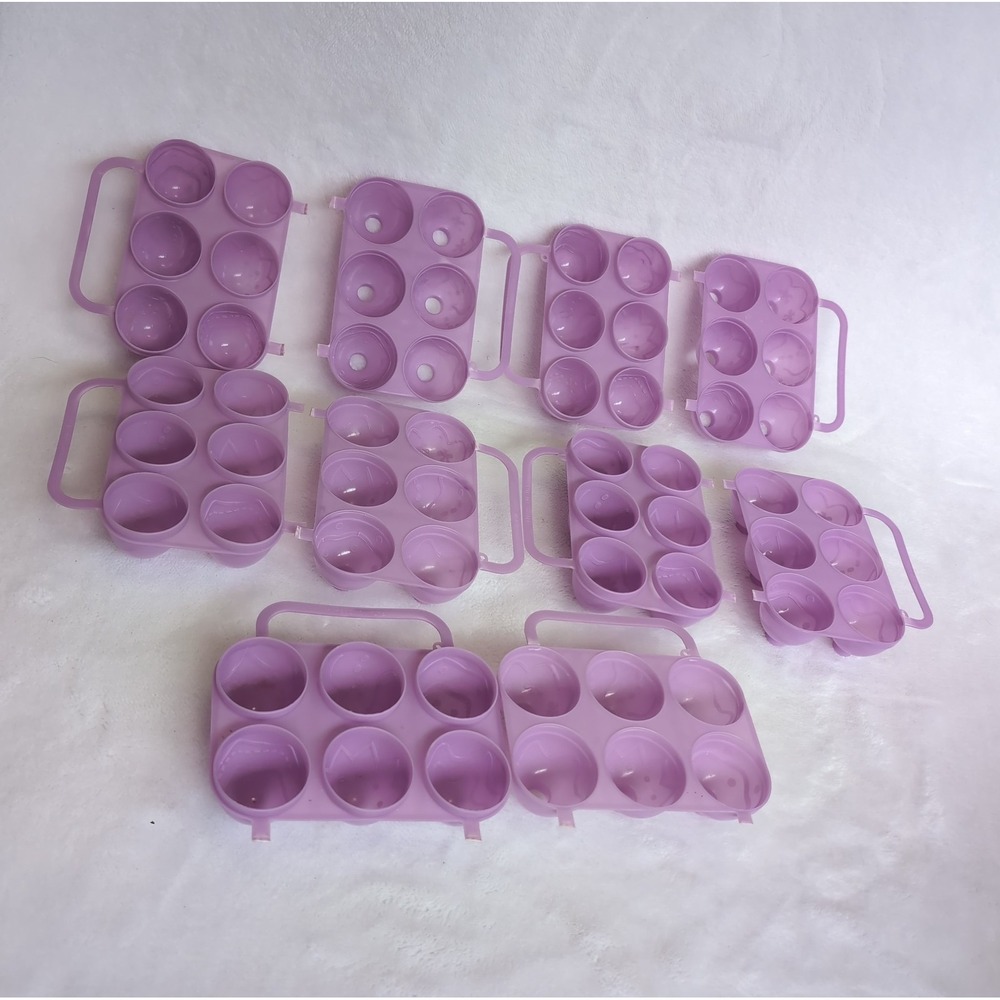 5 Vintage Jello Jiggler Egg Molds TEXTURED ETCHED Broken Hinges Purple Lot Shot